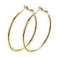 thumbnail image 2 of Gold Hoop Earrings, 18K Gold Plated Rounded Hoops Earrings for Women, 2 of 10