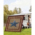 thumbnail image 4 of 4th of July RV Awning Sun Shade Screen 9'X7' Patriotic Stars Freedom Mesh Sunscreen Rustic Vintage Blue Red Awning Shade Screen with Zipper UV Blocker Completed Kits for RV Motorhome Camper, 4 of 7