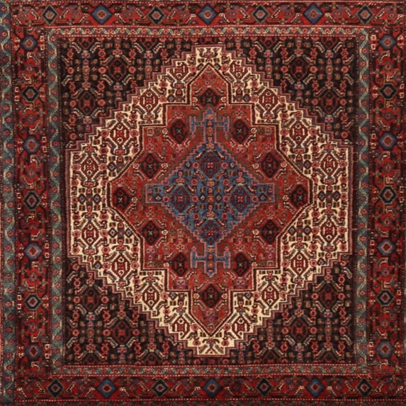 Ahgly Company Machine Washable Indoor Square Traditional Sienna Brown Area Rugs, 3' Square
