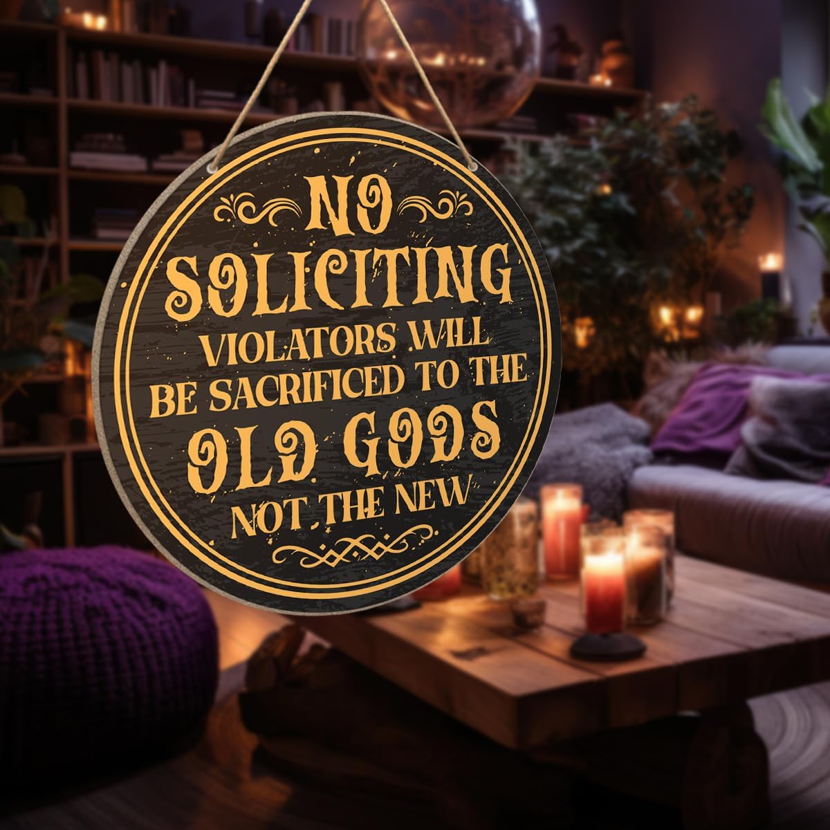 Gothic Witch Wooden Wall Sign - 'Live By The Sun Love By The Moon' Pagan Decor - View #9