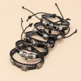 thumbnail image 4 of Skulls Bracelet Stainless Steel Skull Braided Leather Bracelet, Set of 5, 4 of 5