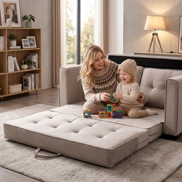 US Pride Upholstered 58'' wide pull out Sleeper Sofa