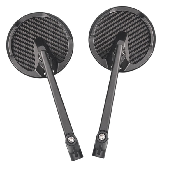 DYNWAVECA Rearview Mirrors Modification Accessories Fits M8 M10 Screws Carbon Fiber Mirrors Left and Right for Scooters Motorcycle Round
