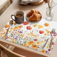 thumbnail image 3 of Flowers Placemats Set of 12 Vintage Orange Yellow Wildflower Garden Floral Place Mats Indoor Wipeable Table Mats Washable Cloth Dining Table Placemats for Kitchen Holiday Party Home Decor 13x19 Inch, 3 of 9