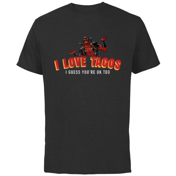 Marvel Deadpool I Love Tacos I Guess You're Ok Too - Short Sleeve Cotton T-Shirt for Adults - Customized-Black