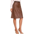 thumbnail image 4 of INSPIRE CHIC Women's Faux Leather Skirt A-Line High Waist Vintage Pencil Midi Skirt XS Brown, 4 of 6