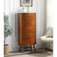 thumbnail image 2 of Newboti Furniture Walnut Finish 1pc Chest of Five Drawers Marble Top Ball Bearing Glides Bedroom Furniture 10191, 2 of 8