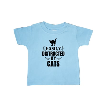 

Inktastic Easily Distracted by Cats Gift Baby Boy or Baby Girl T-Shirt