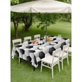 thumbnail image 4 of Outdoor Tablecloth with Umbrella Hole for Patio/Picnic/Party/Camping, Football Texture Waterproof Table Cloth Rectangle Table Cover Washable, Abstract Art Black White Hexagon (60"x 84"), 4 of 9