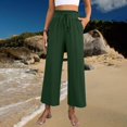 thumbnail image 3 of Women's wide-leg cropped wide-leg pants, flowy and casual , with pockets., 3 of 9