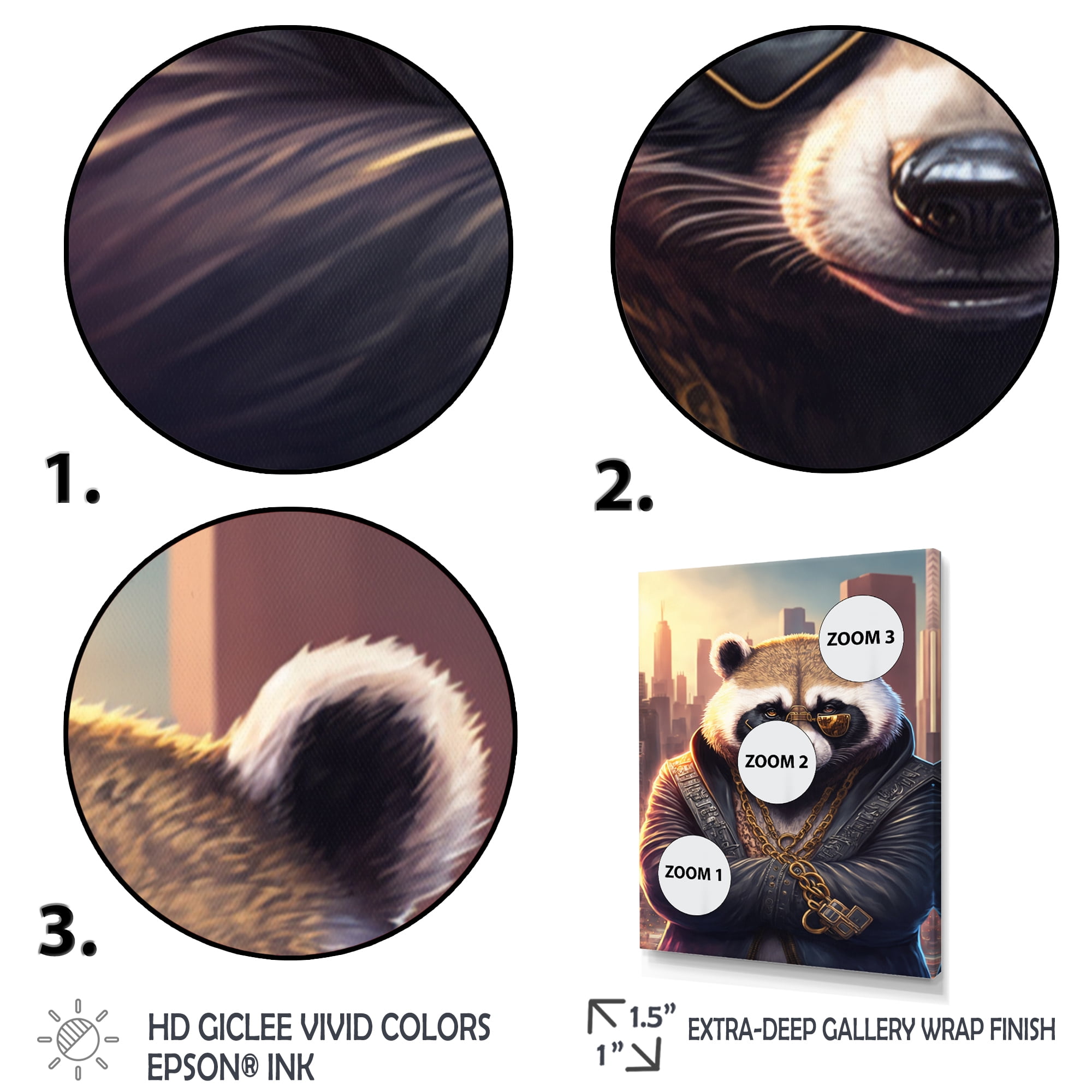 Designart Panda Gangster In NYC II Canvas Wall Art