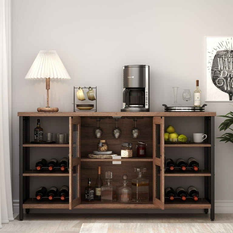 Rustic bar cabinet online with wine storage