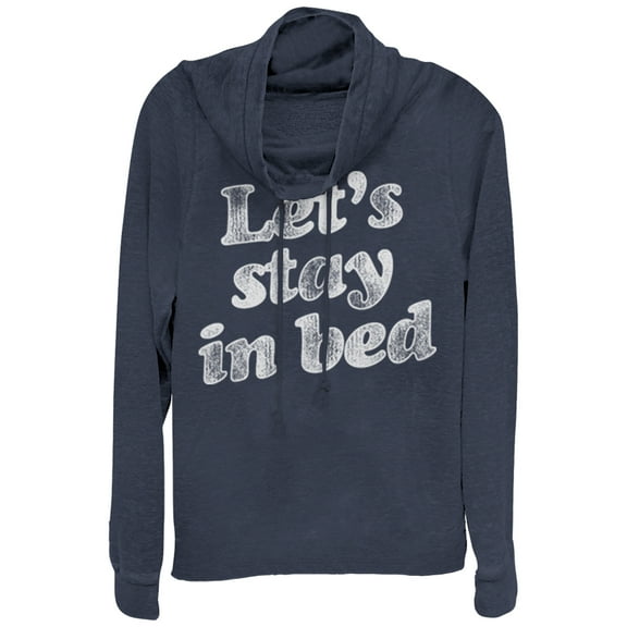 Junior's CHIN UP Stay in Bed  Cowl Neck Sweatshirt Navy Blue Large