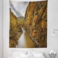 thumbnail image 1 of Nature Scene Tapestry, Toyohira River Flowing Between Forest Mountains in Autumn Colors, Fabric Wall Hanging Decor for Bedroom Living Room Dorm, 5 Sizes, Fawn Orange Olive Green, by Ambesonne, 1 of 1
