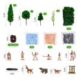 thumbnail image 2 of LuciPaw - Juego de 28 figuras de indios nativos americanos (plástico, árboles, musgo, arena, piedras) para niños, proyectos educativos históricos, decoración para cumpleaños y Halloween, 2 of 5