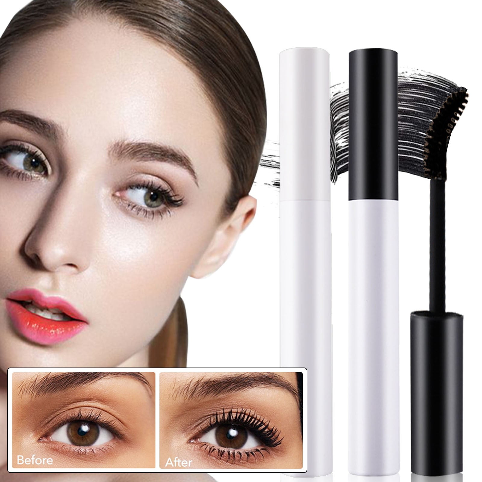 Sunhillsgrace Makeup Set Suitable For Brush Head Slim And Thick Mascara Thick Curl Sweat Long Lasting Not Easy To Take Off 2 Sets Of Color Cosmetics Transparent Mascara Combination -