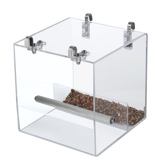 Comedero automático para pájaros, casa de acrílico transparente con bandeja extraíble comederos para pájaros al aire libre fácil de limpiar con gancho de tornillo El 16x16x16CM 670G shamjiam Comederos colgantes para pájaros