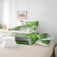 thumbnail image 4 of Erosebridal Gradient Green Bedding Sets Twin Size, Modern Oil Paiting Comforter Sets with Sheets, Reversible 7-Piece, 4 of 5