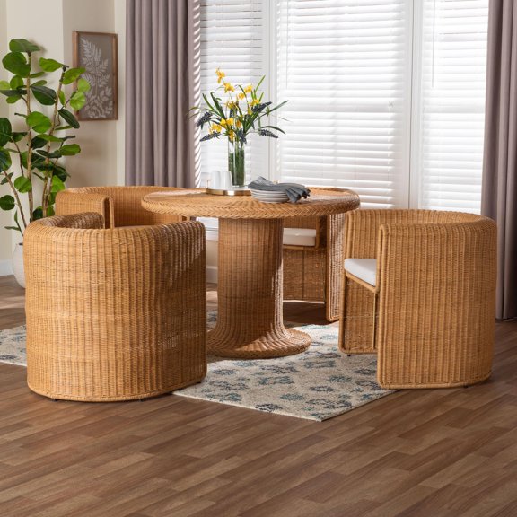 bali & pari Amaya Boho Dining Set, 5-Piece, Light Honey