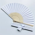 thumbnail image 2 of CSSAD Decorative Hand Fan Foldable, White Folding Line Dance Popping Paper Fans Handheld Chinese Style Crafts for Wedding, Dancing, Party Favors DIY Decoration, 2 of 3