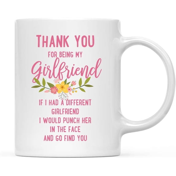 Koyal Wholesale Thank You for Being Girlfriend Ceramic Coffee Mug Floral Punch in Face