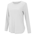 thumbnail image 4 of Chuancc Shirts for Women Womens Long Sleeve Round Neck Shirts Side Split Basic Loose Tunic Tops Casual 2024 Oversized Tshirts for Women Fall Outfits for Women 2024 White M, 4 of 8