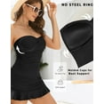 thumbnail image 3 of Women's Black Tummy Control One Piece Swim Dress Strapless Swimsuit Bandeau Skirted Bathing Suits, 3 of 9
