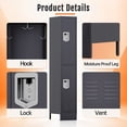 thumbnail image 5 of Sapital 2 Door Metal Locker, Heavy-Duty Storage Locker with Hook, Storage Cabinet for Home, Office, Gym, Workshop, Gray, 5 of 7