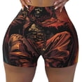 thumbnail image 2 of Rateoe Dark Skull King Throne Printed Power Workout Shorts for Women Tummy Control Squat Proof Ribbed Thick Seamless Scrunch Active Short-Large, 2 of 8