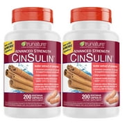 2 PACK | trunature Advanced Strength CinSulin, 200 Vegetarian Features Patented Water Extract of Cinnamon 500 MG