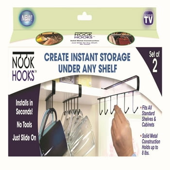 Nook Hooks Under Cabinet Hooks 2 Pack Retail Color Black Case Pack 6