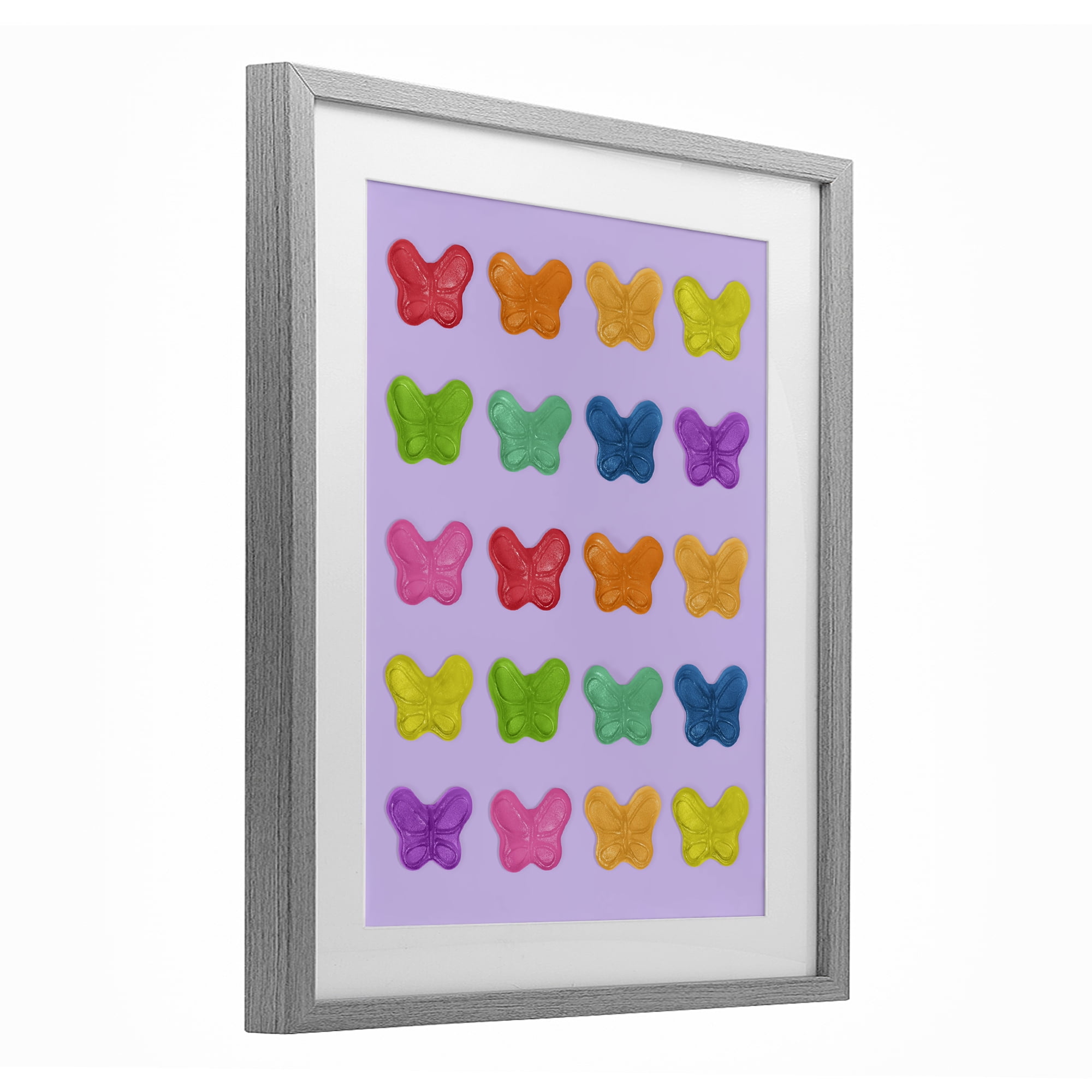 Stupell Industries Colorful Butterflies on Lilac Gray Framed Print Under Glass, design by LISH Creative
