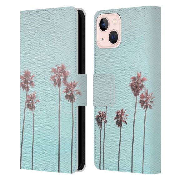 Head Case Designs Officially Licensed LebensArt Pastels Paradise Palm Leather Book Wallet Case Cover Compatible with Apple iPhone 13