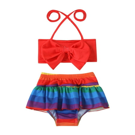 

Toddler Baby Kids Girls Strap Halter Leopard Striped Printed 2PCS Bikini Set Swimwear Holiday Swimsuit Lovely Sweet Bathing Suit Beachwear