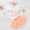thumbnail image 2 of Zehjuhan Newborn Baby Girl Outfits Infant Letter Print Romper+Tutu Skirt+Headband Coming Home Clothes Set, 2 of 7