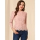 thumbnail image 3 of Blusa de encaje con cuello de volantes Allegra K Manga larga Rosas XL, 3 of 6