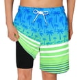 thumbnail image 2 of Boys Swim Trunks with Compression Liner Elastic Waist Comfortable Casual Board Shorts Summer Swimming Clothing Green Size 7-8 Years, 2 of 4