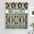 thumbnail image 2 of Kitchen Curtains 36 Inch Short - 3 Panel Set, Rod Pocket Window Curtain, Boho Floral Tribal Style, 100% Polyester for Farmhouse, Kitchen, Cafe, Bedroom, Easy Wash, 2 of 6