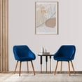 thumbnail image 2 of CorLiving Ayla Modern Velvet Dining Side Chair with Wood Legs, Blue/Brown (Set of 2), 2 of 11