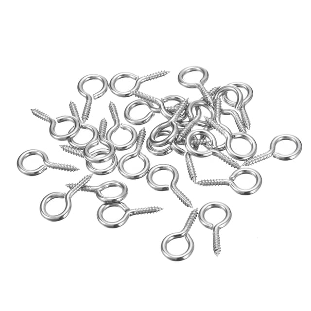 Uxcell 30 Pack 304 Acero Inoxidable 20x10mm Tornillos Oculares Pequeños Mini Pasadores Oculares, Plateado