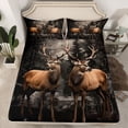 thumbnail image 4 of Deer Bed Sheets Queen Size Wildlife Elk Sheets Hunting Themed Sheet Set for Adult Women Teen Western Farmstyle Fitted Sheet 3D Animal Deer Flat Sheet, 4 of 6