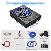 10 Inch Compact Amplified Subwoofer Enclosure, Under Seat Car Subwoofer with Amp and LED, Active Powered Underseat Subs, 800W, External Bass Control, Perfect for Small Vehicles