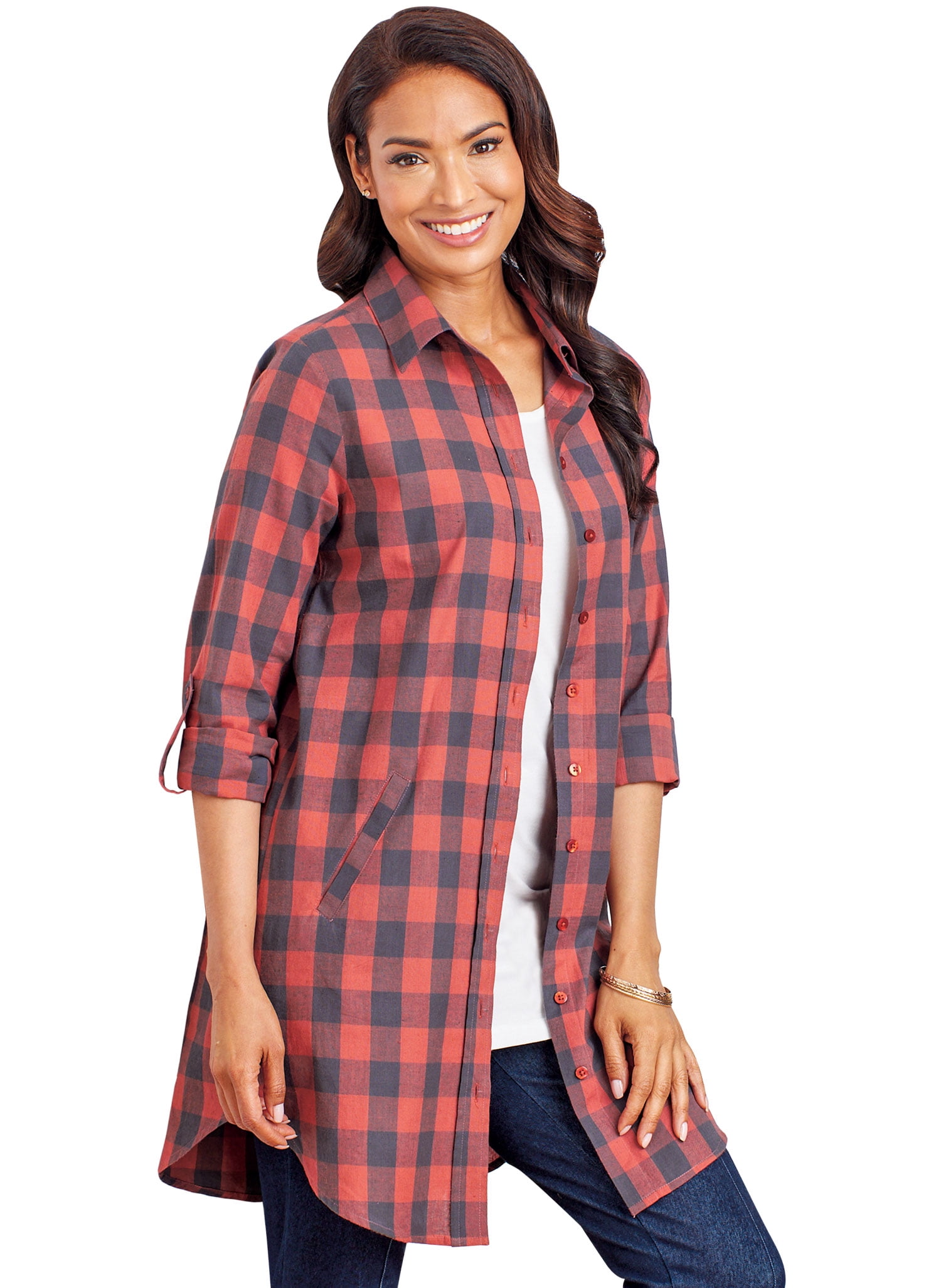 Buffalo Plaid Tunic Cider/Charcoal 1X 