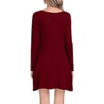 thumbnail image 3 of Aiyino Women's Long Sleeve Pocket Casual Loose T-Shirt Dress, 3 of 6