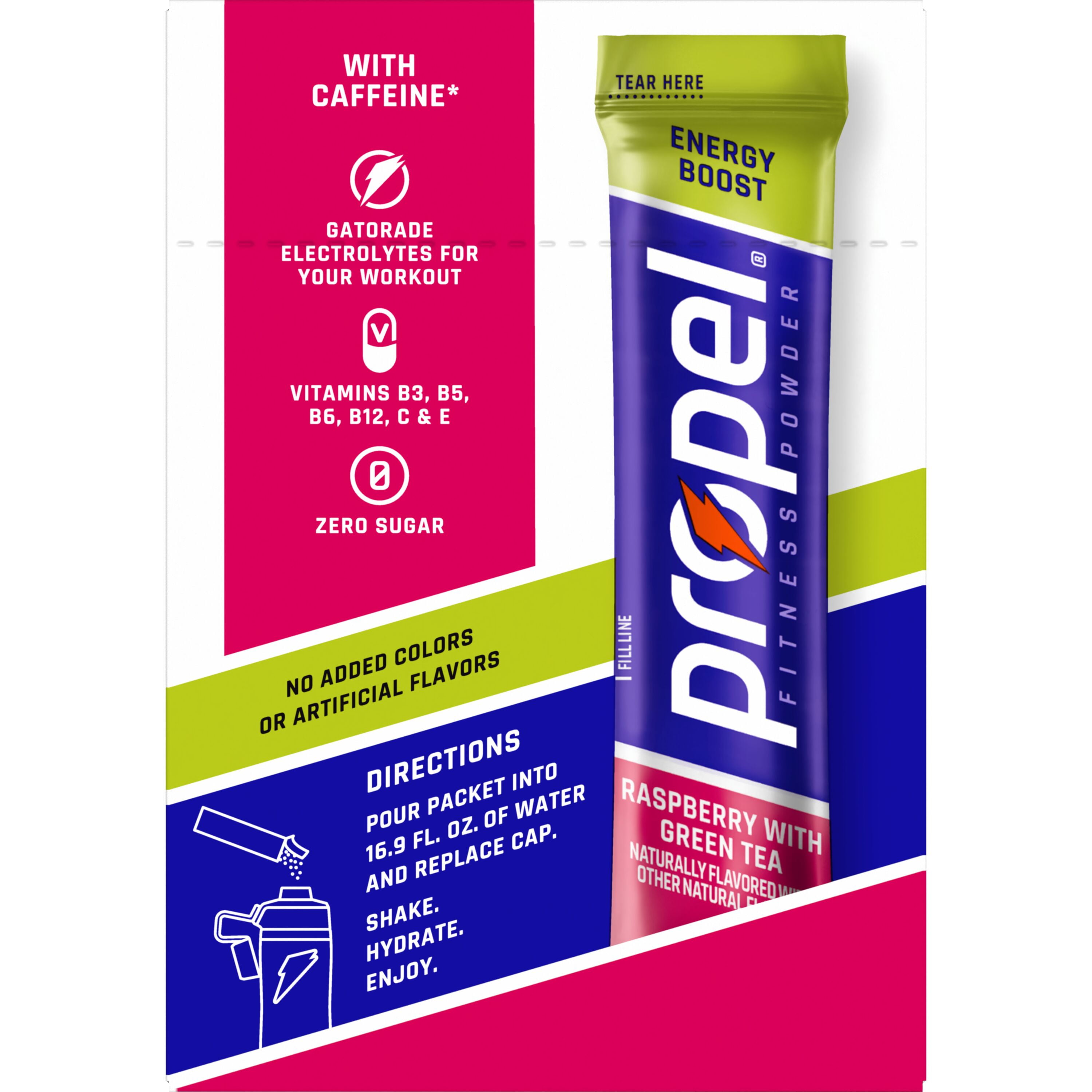 Propel Energy Boost with Raspberry Green Tea, 1 oz 10 Count