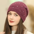thumbnail image 3 of EnJoCho Women Warm Wool Hat Fashion Winter Cold Proof Hat Ear Protection Knitted Pullover Hat Matching Striped Knit Winter Hat Women'S Modern Ribbed Knit Slouchy Hat Ladies Versatile Slouchy Knit Hat, 3 of 3