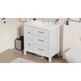 thumbnail image 4 of 30 Inch Bathroom Vanity with Ceramic Sink, Flip-Out Drawer Design for Plumbing, White Painted MDF Cabinet with Solid Wood Legs, 4 of 14
