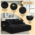 thumbnail image 6 of Kosynda 71"W Oversized Double Lounge Chaise with Cup Holders, Corduroy Upholstered Sleeper Sofa Bed with Side Bags for Living Room, No Assembly Required, Black, 6 of 9