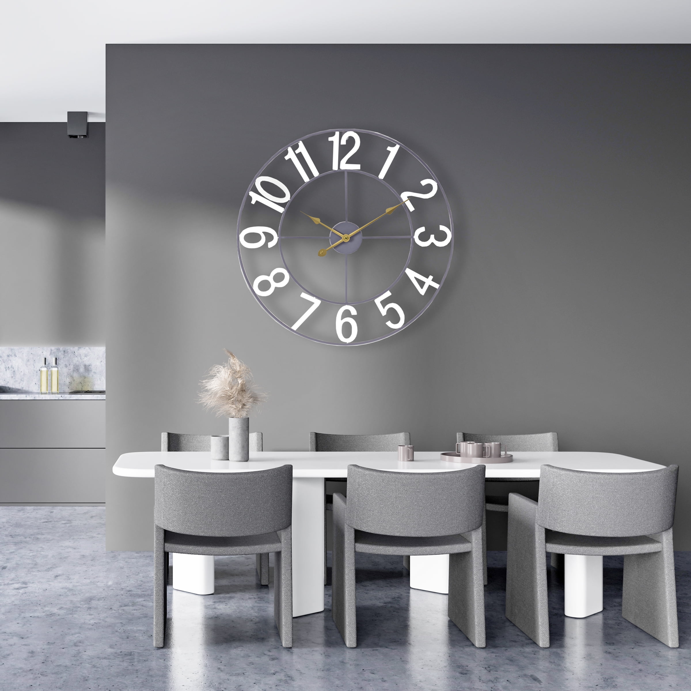 Sorbus Large Metal Numerical Wall Clock for Living Room Decor (White, 24" Diameter)