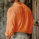 thumbnail image 4 of Camisa de manga larga con solapa para hombre: imitación lino, cierre con cordón, color liso, para todas las estaciones, se recomienda lavar a mano., 4 of 8